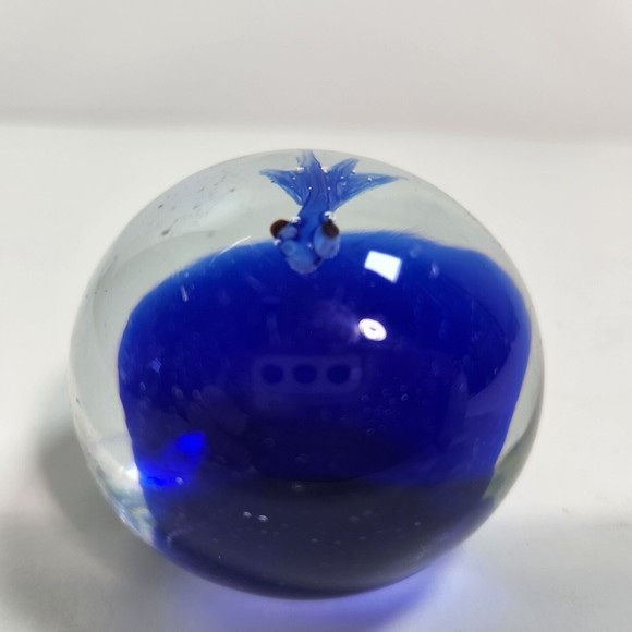 Glass Paperweight Ocean Squid Animal Clear Blue 2.25 in. Blown Sea Octopus - Picture 5 of 7